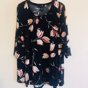 Grace Elements Floral Print Tunic Length Top